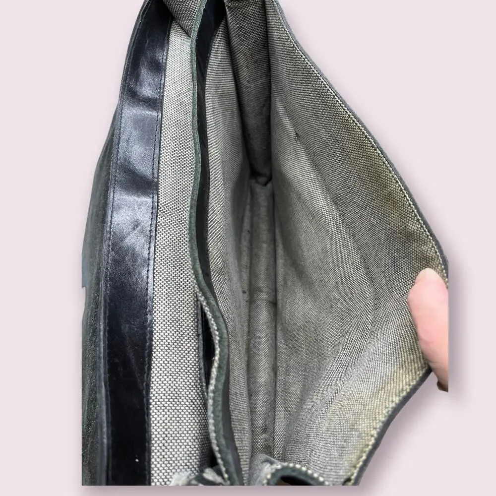 Vintage Hidesign Black Leather Messenger Bag
